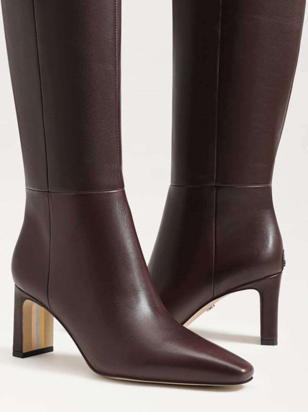 Sam Edelman Women's Sylvia Snip Toe Knee High Dress Boots - Spiced Pecan Leather